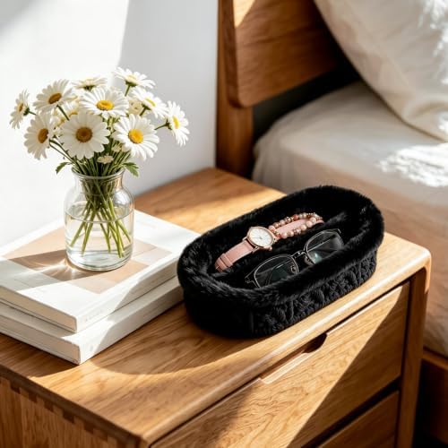 Glasses Holder, 2 Compartments Plush Lined Eyeglass Holder Stand - Image 3