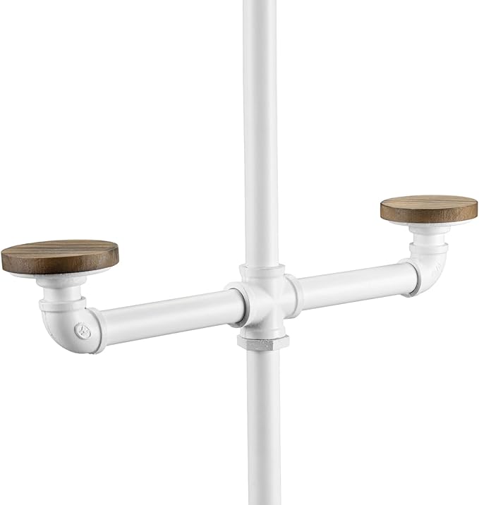 MyGift Hat Organizer Rack, Freestanding Baseball Cap Holder Display, Cowboy Hat Tree Entryway, Decorative Pipework Stand with 10 Hooks, Industrial White Metal, Round Rustic Burnt Wood