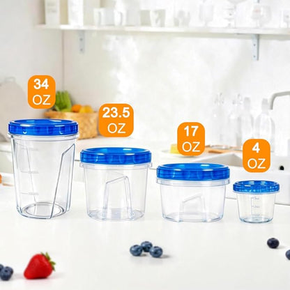 12 Pack 17oz Reusable Freezer Storage Containers with Twist Top Lids Airtight, Leakproof Plastic Food Storage Containers for Meal Prep Leftover Fruit Salad, Small Soup Container Microwave Freezer Safe