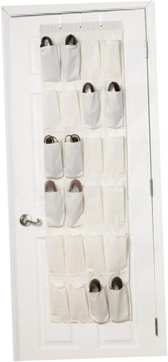 MAGICLULU 24pcs Hanging Organizer Bag for Shoes Keys and Sundries Cloth Storage for Home Practical over Door Design White
