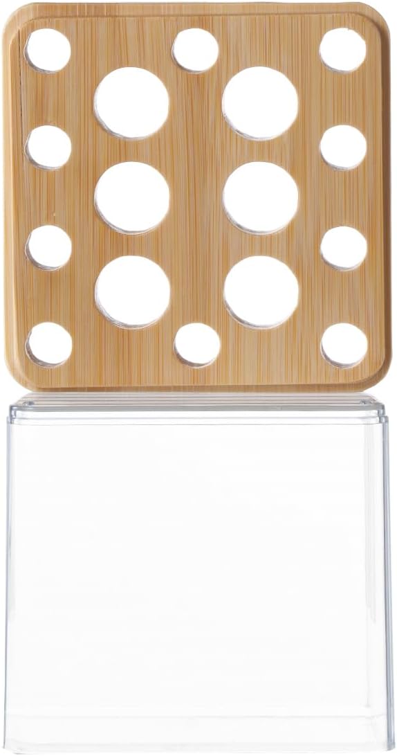 SUNFICON Makeup Brush Holder with Cover Makeup Brush Container With Lid Clear Makeup Brush Holder Organizer Waterproof Dustproof Beauty Brushes Storage Case Stand for Vanity Bathroom Countertop,Gift