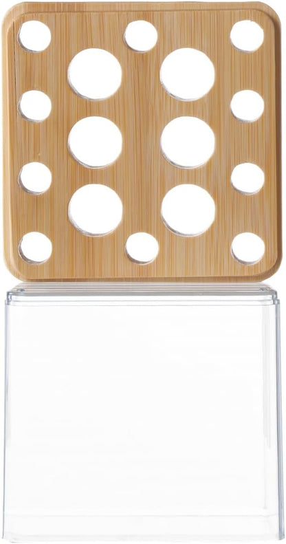 SUNFICON Makeup Brush Holder with Cover Makeup Brush Container With Lid Clear Makeup Brush Holder Organizer Waterproof Dustproof Beauty Brushes Storage Case Stand for Vanity Bathroom Countertop,Gift