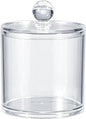 Acrylic Makeup Organizer Cosmetic Storage Display Case Makeup Brush Cotton Ball Pads Swab Q-tip Holder Lipstick Dispenser Canister Bathroom Container (3.7x3.7x3.9in, 1 Box, Clear)