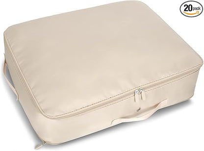 Mecolor Space Saver Compression Storage Bags, Clothes Storage, Bedding Storage, Duvet Storage, Bedding Organiser with Zipper, Pillow, Carrier Bag Storage (beige, L)