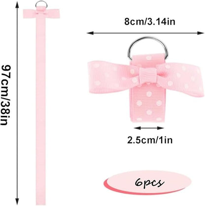 6 Pcs 38" Hair Bow Holder Organizer for Girls, Ribbon Hair Bow Display Hanger, Hair Bow Clips Storage Rack for Girls Hair Accessories