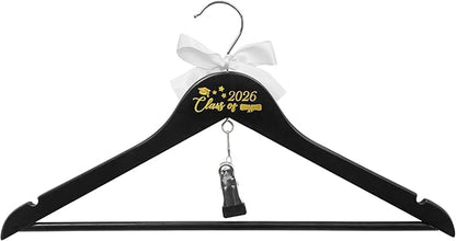 GraduatePro Graduation Cap and Gown Hanger 17.5”with Hook Clip for College and High School Graduates, Graduation Gifts with Class of 2026 Printed for Her and Him, Black