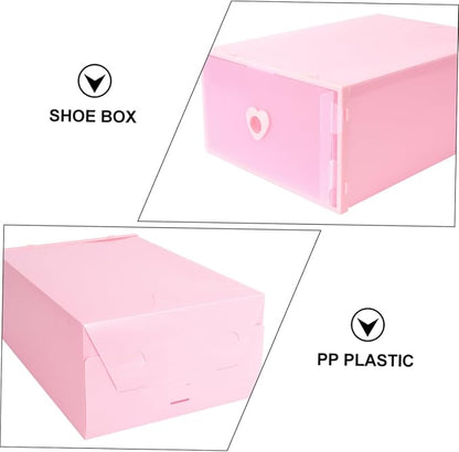 3pcs Transparent Drawer Shoe Storage Box Moisture Plastic Organizer Capacity for Sneakers High Heels and Boots