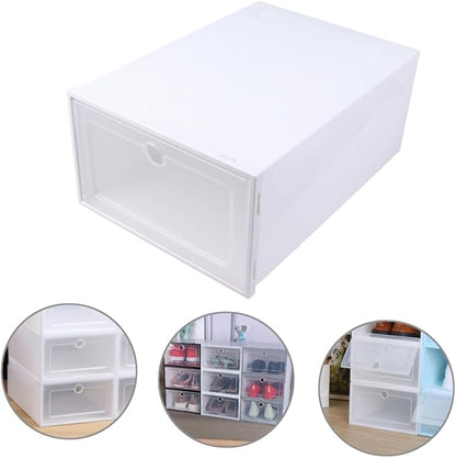 Mobestech 6pcs Transparent Stackable Shoe Boxes Space Saving Organizer for Closet Entryway Dustproof Plastic Storage Case