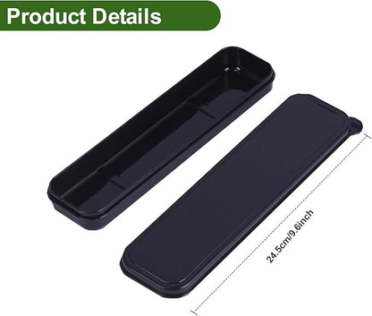 Silverware Organizer with Lid, 2 Pack Travel Silverware Case Large Flatware Storage Box Travel Utensils Case for Fork Spoon Chopsticks, 9.6 x 2.1 inches (Black)