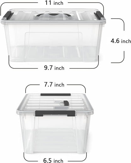 WYT Clear Storage Latch Bins, 6-Pack Storage Organizer Box with Handle and Lids, 5-Litre