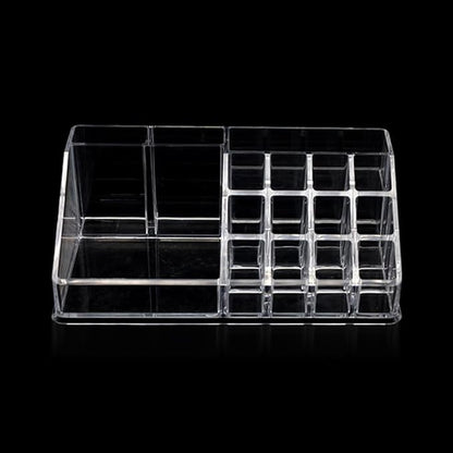 Series Model HZ-05 Acrylic Makeup Organizer, Clear Cosmetic Storage Display, Multi-Compartment Holder for Lipstick, Nail Polish, Brushes