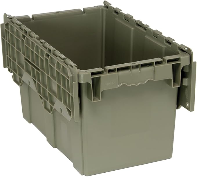 Quantum QDC2213-12 Plastic Storage Container with Attached Flip-Top Lid, 22" x 13" x 12", Gray
