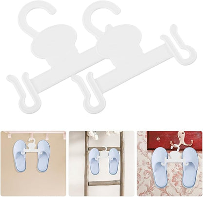 Angoily 10pcs White Plastic Slippers Hanger Shoe Hooks Double Hook Design Shoe Display Rack for Bathroom and Closet Hanging Organizer