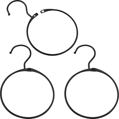3PCS 120mm Diameter Black Metal Openable Scarf Hooks Clothes Hanger Closet Storage Activity Loop Anti Skid Large Scarf Holder for Hanging Belt Baseball Cap Bag Jewellery
