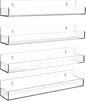 Clear Acrylic Floating Shelves Wall Mounted 15 Inch Invisible Kids Bookshelf Figurine Display Shelf Spice Rack for Office Bathroom Kitchen (4 Pack)