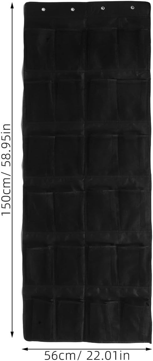 OSALADI The Door Shoe Organizer 24 Pockets Black Mesh Hanging Shoe Storage Bag Space-saving Closet Door Rack for Home Organization
