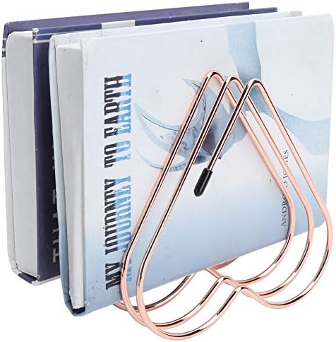 Metal Bookends - Heart Shaped Telescopic Decorative Bookends Book Shelf Files Folder Stand Desktop Book Organizer Storage Rack Book Stand for Home Office Bedroom Library(Rose Gold) - Image 7