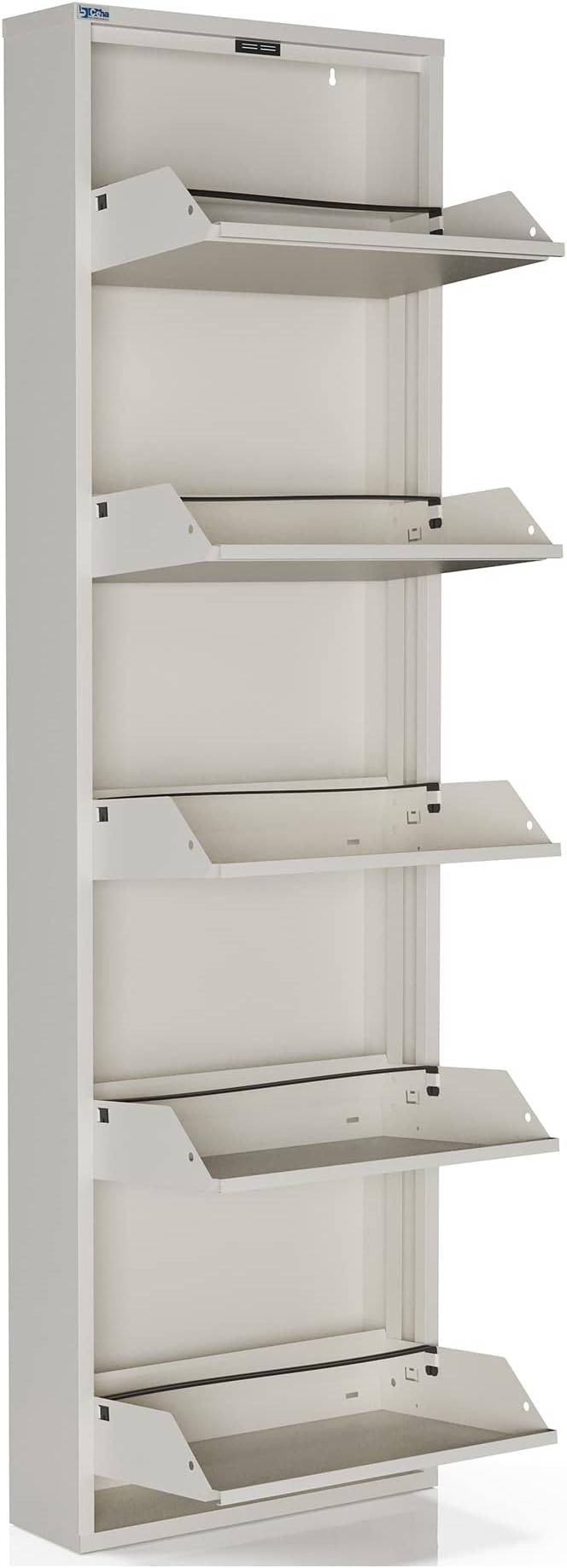 CEHA 5 Tier Metal Shoe Cabinet with Cover, Durable Shoe Storage Organizer for Entryway, Space Saving Shoe Shelf Closet, 5.91" x 66.5" x 19.68", White