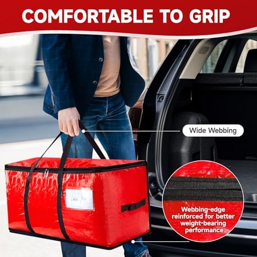 CONGREGATE Red Moving Bags Heavy Duty Extra Large 8 Pack 97L Storage Totes with Zippers Reinforced Handles Water Resistant for College Dorm Household Home Moving Supplies - Image 3