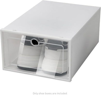 20 Pcs Foldable Stackable Shoe Storage Boxes, Clear Plastic Shoe Organizer, Easy Access, Space-Saving Design, for Closet, Bedroom, Entryway and Home Organization