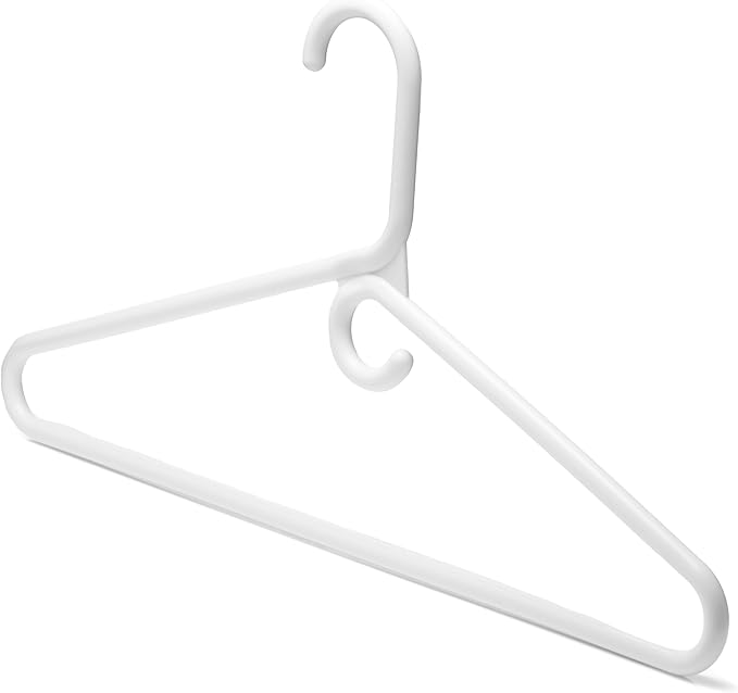 DEILSY™ Heavy Duty Plastic Hangers 50 Pack - Extra Heavy Duty Hangers for Clothes, Thick White Plastic Hangers, Strong Clothes Hangers with Hook for Scarves & Belts