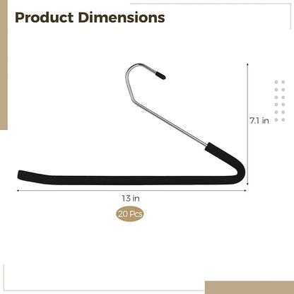 20 Pcs Blanket Hangers - Heavy Duty Metal Non-Slip Sponge Padded Hangers with Dipped Surface, Z-Shaped Space-Saving Closet Organizer for Sleeping Bag, Comforters, Blankets and Towels