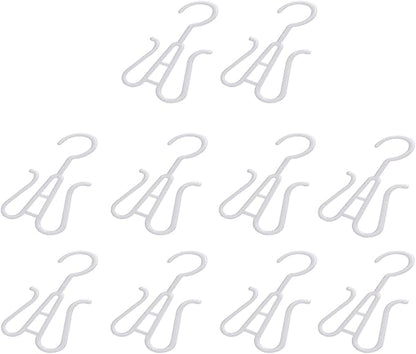 Lurrose 10pcs White Plastic Shoe Hanging Hooks Double-Hook Shoe Organizer for Closet Drying and Storage Space-Saving Holder for Home Use