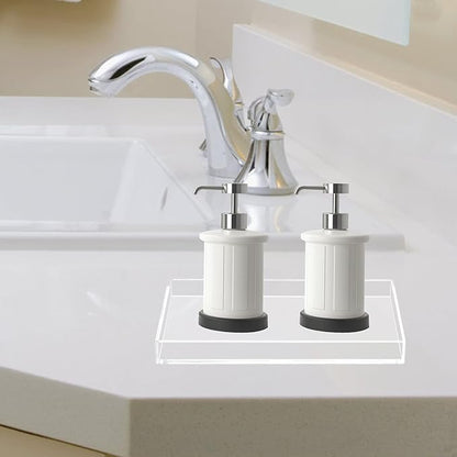 Acrylic Bathroom Tray for Counter, Handmade Clear Trays Sturdy Organizer for Cup, Sponge, Soap, Plant (Medium, Clear)