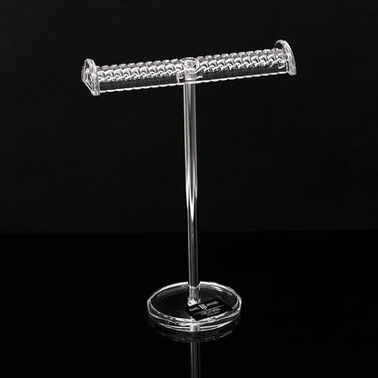 Isaac Jacobs Clear Acrylic Necklace & Bracelet Holder (8” inch T-Bar)– Hanging Chain and Bangles Organizer Sleek & Sturdy Stand for Jewelry – Storage Solution- Bedroom- Bathroom – Countertop