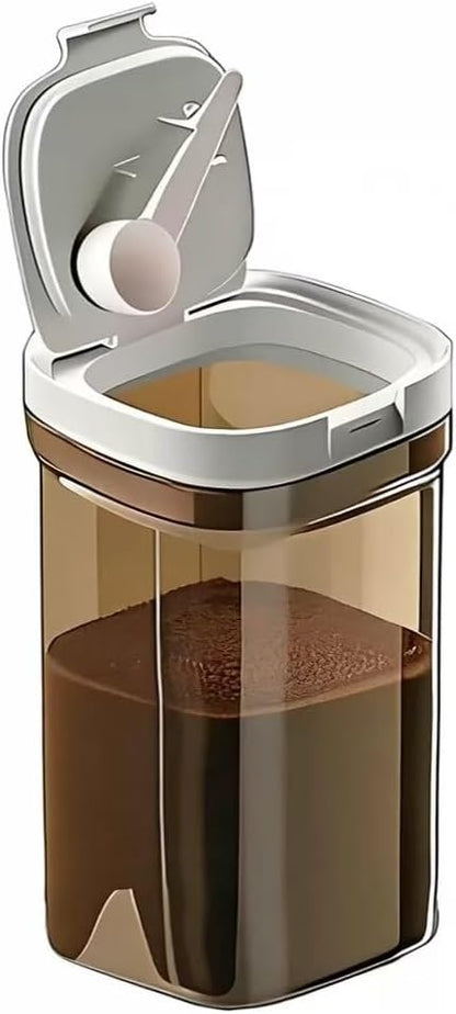 Airtight Coffee Canister, 20oz Coffee Storage Container with Scoop, Kitchen Food Storage Jar for Grounds Coffee, Beans, Tea, Sugar, Flour, Cereal, 1800ml