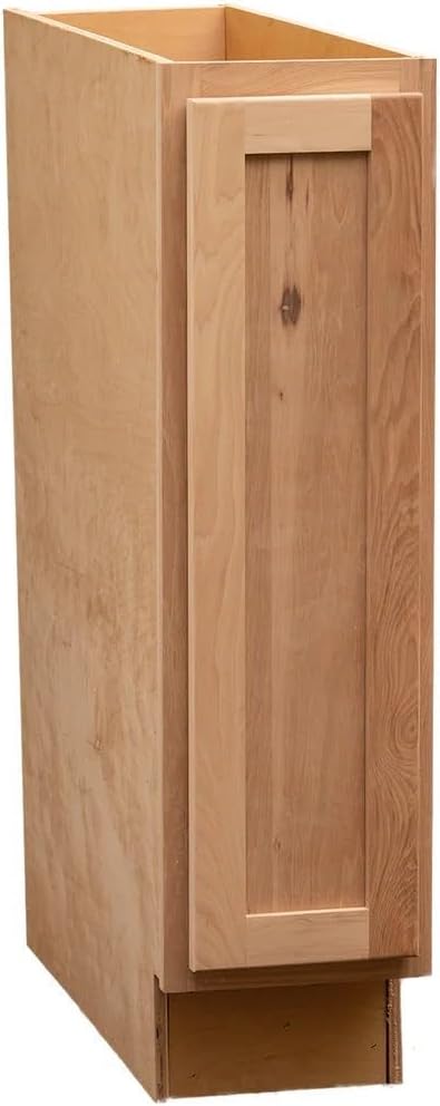 Quicklock RTA (Ready-to-Assemble) | Base Kitchen Cabinets - Shaker Style | Made in America (Raw Hickory, 9" Wx34.5 Hx24 D Base)