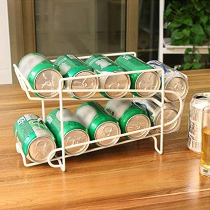 VALINK 2 Tier Metal Beverage Can Dispenser, Soda Can Dispenser Drink Beers Storage Rack Holder Pantry Kitchen Fridge Organizer Storage Container Iron Shelf for Kitchen Cabinet Pantry Countertop