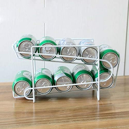 VALINK 2 Tier Metal Beverage Can Dispenser, Soda Can Dispenser Drink Beers Storage Rack Holder Pantry Kitchen Fridge Organizer Storage Container Iron Shelf for Kitchen Cabinet Pantry Countertop