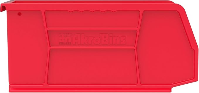 Akro-Mils 30230 AkroBins Plastic Storage Bins, Space-Saving Stackable Bins for Garage, Pantry, Craft Organization, 11" x 5" x 5", Red, 12-Pack