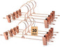 Rose Gold Metal Wire Clips Pants Bottom Clothes Hangers, 30 Pack Heavy Duty Trousers with Adjustable Clips,13.8" Space Saving for Legging Garment Jeans