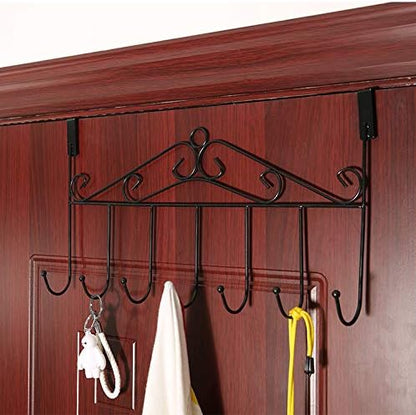 Over the Door Hooks for Hanging, Door Hanger Organizer, Over Door Towel Rack Hanger Coat Rack Hooks for Clothing, Anti-Rust Overdoor Organizer Rack with 7 Hooks for Bathroom Bedroom Hat Purse Robe
