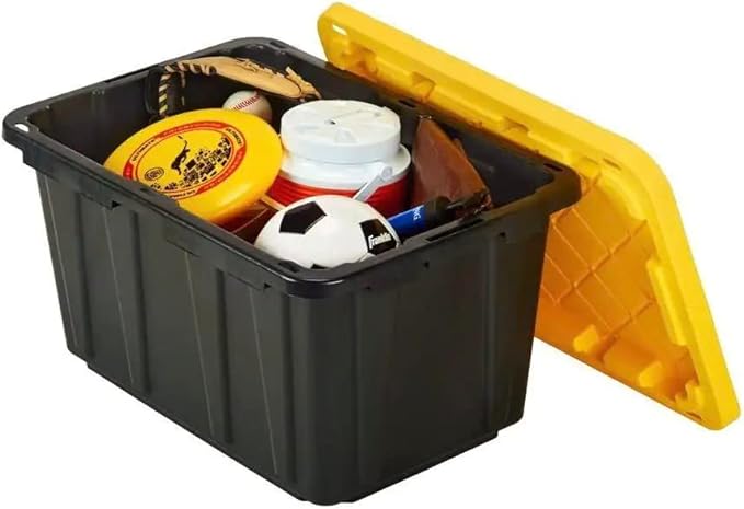 HDX Tough Polypropylene Plastic 27 Gal. Storage Tote in Black (5-Pack)