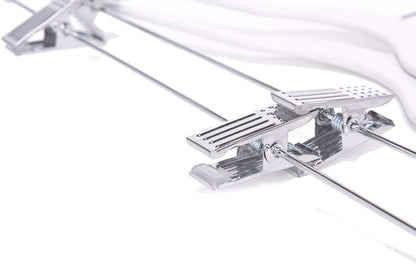 80 Pack White Quality Plastic Non Velvet Non-Flocked Thin Compact Coat Hangers with Metal Clips for Skirts Pants Blouses 360° Swivel Hook