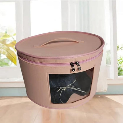 Hat Box Organizer Round Travel Hat Boxes Foldable Hat Storage Bag with Lid Hat Storage Box Hat Boxes D