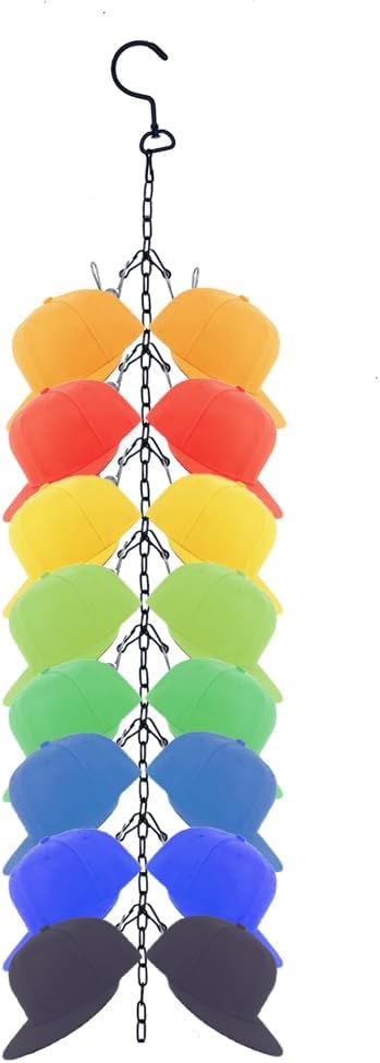Hat Rack for Baseball Caps Adjustable Hanging Hat Organizer Metal Chain Hat Holder Hat Storage Cap Keeper Hanger for Closet (1)