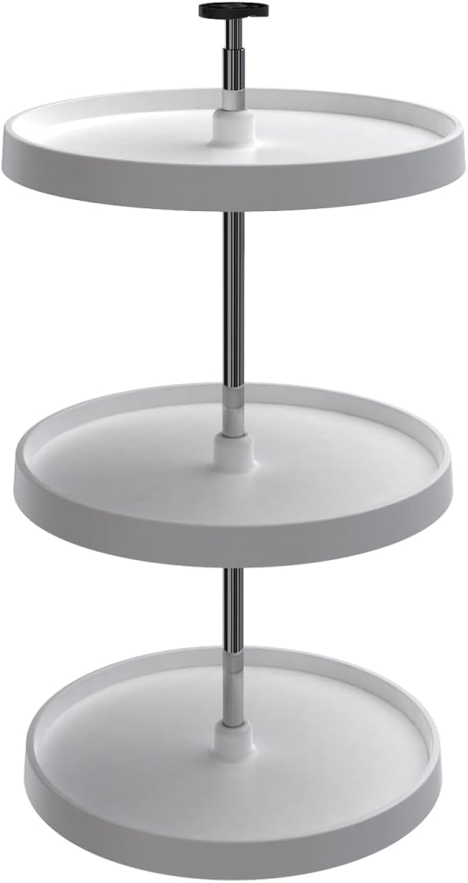 20" White Value Line Polymer Full-Circle 3-Shelf Lazy Susan for 33" to 36" H Corner Wall Cabinets