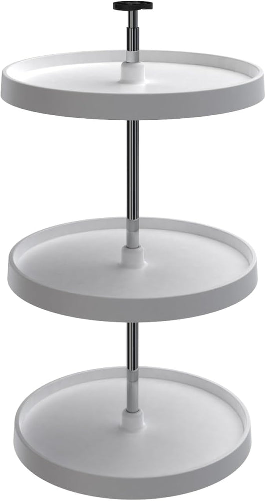 20" White Value Line Polymer Full-Circle 3-Shelf Lazy Susan for 33" to 36" H Corner Wall Cabinets