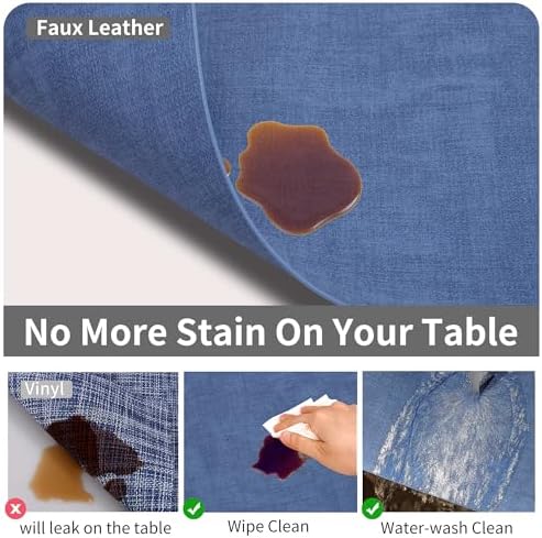 Maxpearl Faux Leather Placemats Set of 6, Easy to Clean, Navy Blue - Image 3