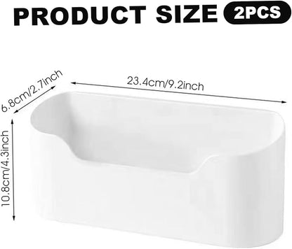 Adhesive Cabinet Door Organizer, Cabinet Door Organizer 2PCS Plastic Adhesive Storage Stackable Plastic Storage Box for Kitchen, Bathroom, White, Pantry
