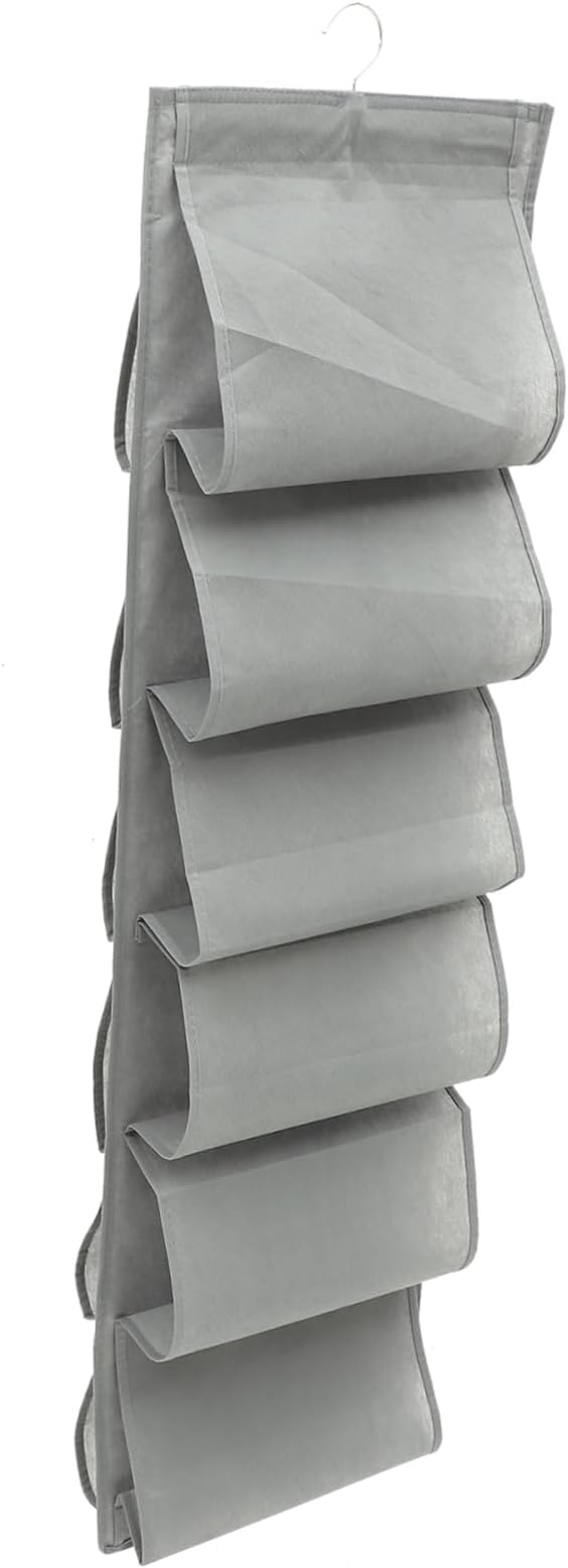 Alipis Compartment Hanging Shoe Storage Bag for Over Door and Wall Non Woven Organizer for Underwear and Clothes Space Saving Closet Hanging Organizer for Travel and Home Use Gray