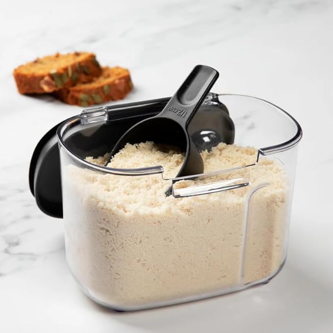 ProKeeper+ by Progressive International Clear Plastic Airtight Food Baker's Kitchen Storage Organization Container Canister Set with Magnetic Accessories (Specialty Flour 1.5-Quart)