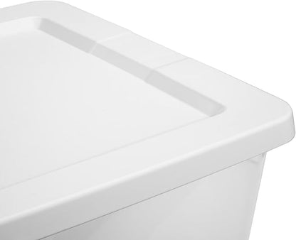 58 Quart Storage Bins with Snap-On Lids, 4-Pack, Clear Plastic Stackable Tote Box Containers for Home Garage Office Closet Organization