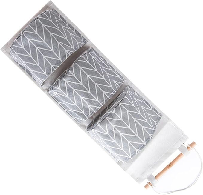 Zerodeko 2pcs Cotton Linen Over Door Hanging Storage Bag Organizer for Bedroom Bathroom Multi-Functional Clothes and Shoe Storage and Grey