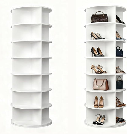 Shoe Organizer 7-Tier Spinning Shoe Rack - 360° Rotating Storage Organizer for 20-30 Pairs, Space Saving Narrow Design for Entryway/Closet Closet Handbag Display Rotate