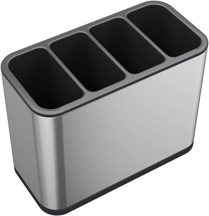 TESOT Silverware Caddy Utensil Caddy Spoon Holder with 4 Divided Compartments, Sturdy Stainless Steel, Rust Proof